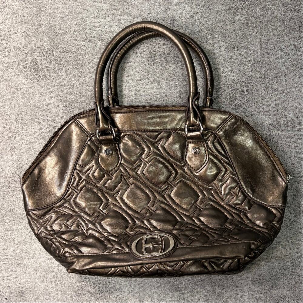 Ellen Tracy Metallic Bronze Quilted Handbag